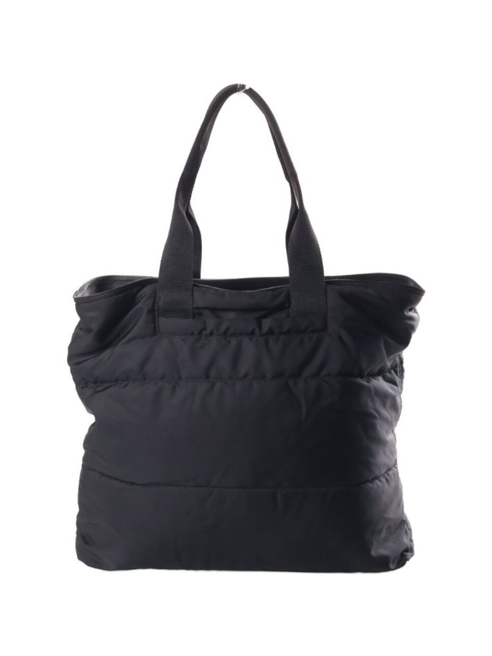 Prada Nylon Leather Tote Bag Silver Black